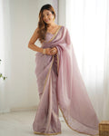 Beautiful Premium Qulity Gold Crush Tissue Silk Ready To Wear Saree - Fully Stiched