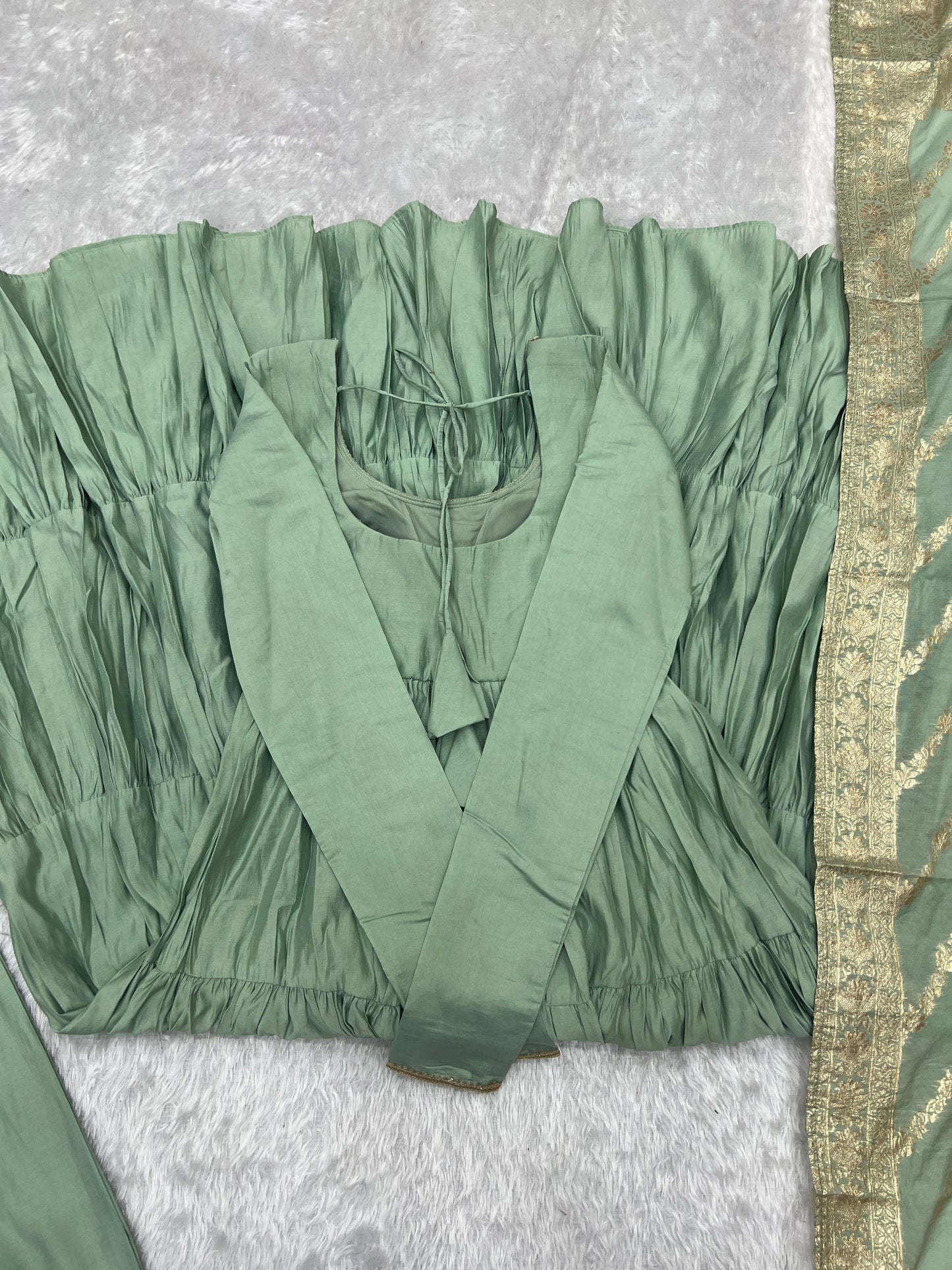 Elegant Pure Roman Silk 9 Mtr Flared Designer Anarkali Suit - INDIAN ELEGANCE