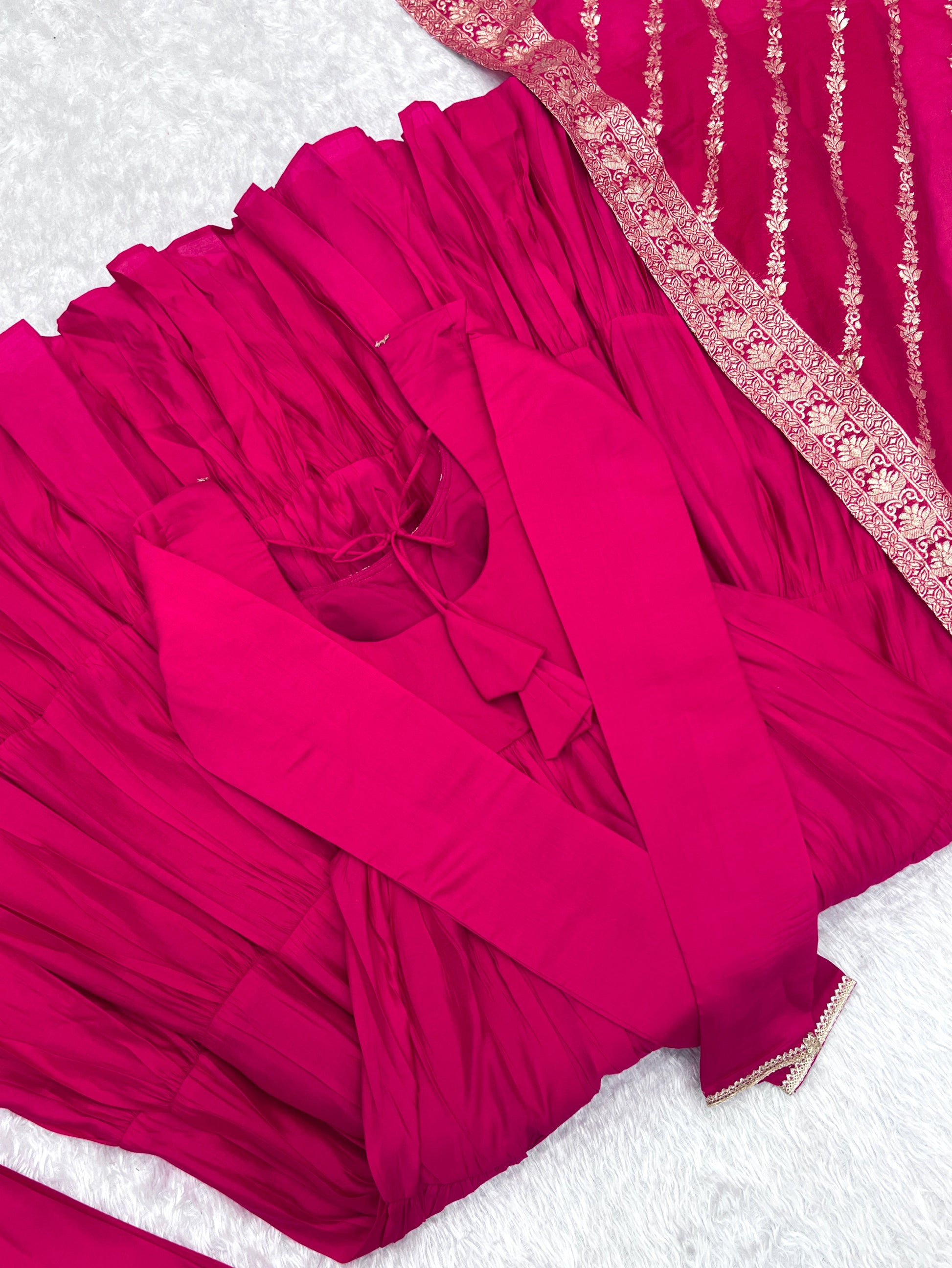 Elegant Pure Roman Silk 9 Mtr Flared Designer Anarkali Suit - INDIAN ELEGANCE