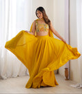 Yellow Pure Soft Faux Georgette Fully Stitched Lehenga Choli -Wedding Wear