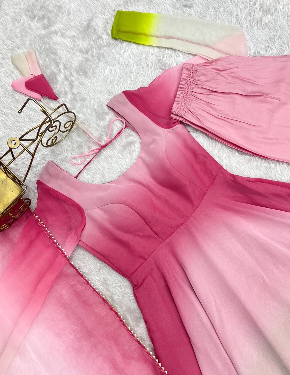 Spectacular Shaded Digital Printed Faux Georgette Anarkali Pant Suit - INDIAN ELEGANCE