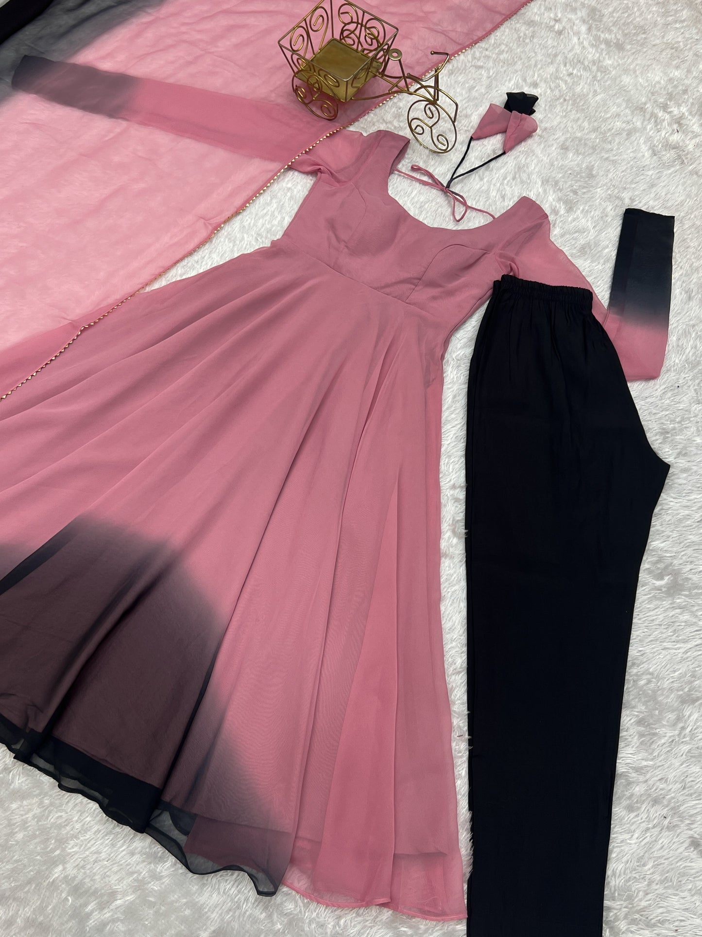 Spectacular Shaded Digital Printed Faux Georgette Anarkali Pant Suit - INDIAN ELEGANCE