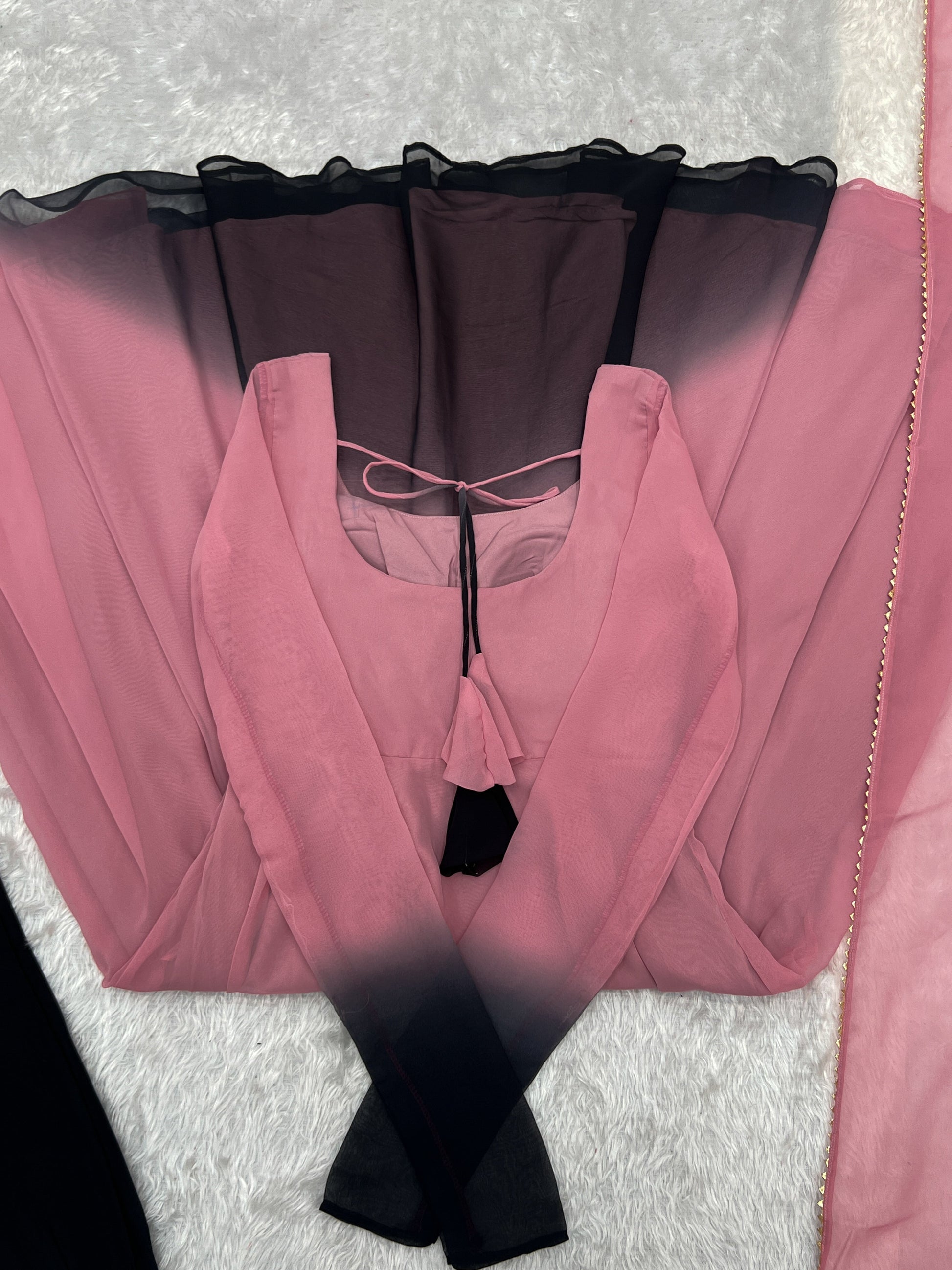 Spectacular Shaded Digital Printed Faux Georgette Anarkali Pant Suit - INDIAN ELEGANCE