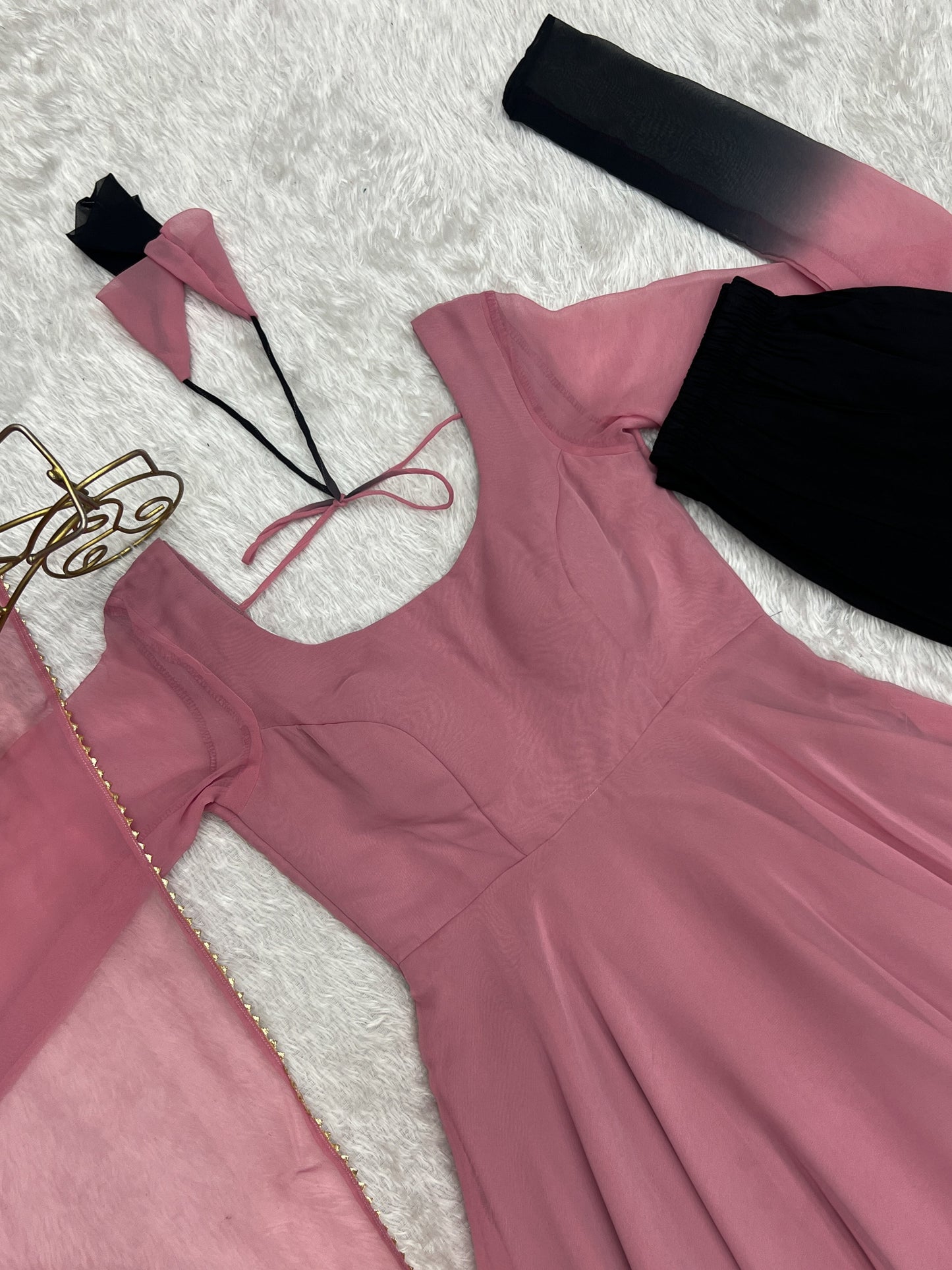 Spectacular Shaded Digital Printed Faux Georgette Anarkali Pant Suit - INDIAN ELEGANCE