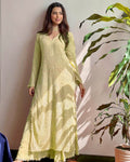 Women's Festive Yellow Georgette Chikankari Kurti Set with Dupatta