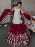 Ivory Peplum Choli with Wine Flared Lehenga- Festive & Wedding  Wear