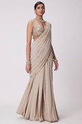 Women’s Party Wear Ready-Stitched Saree with Real Mirror Work