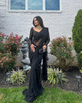 Soft Net Sequin Work Party Wear Saree with Full Sleeve Blouse