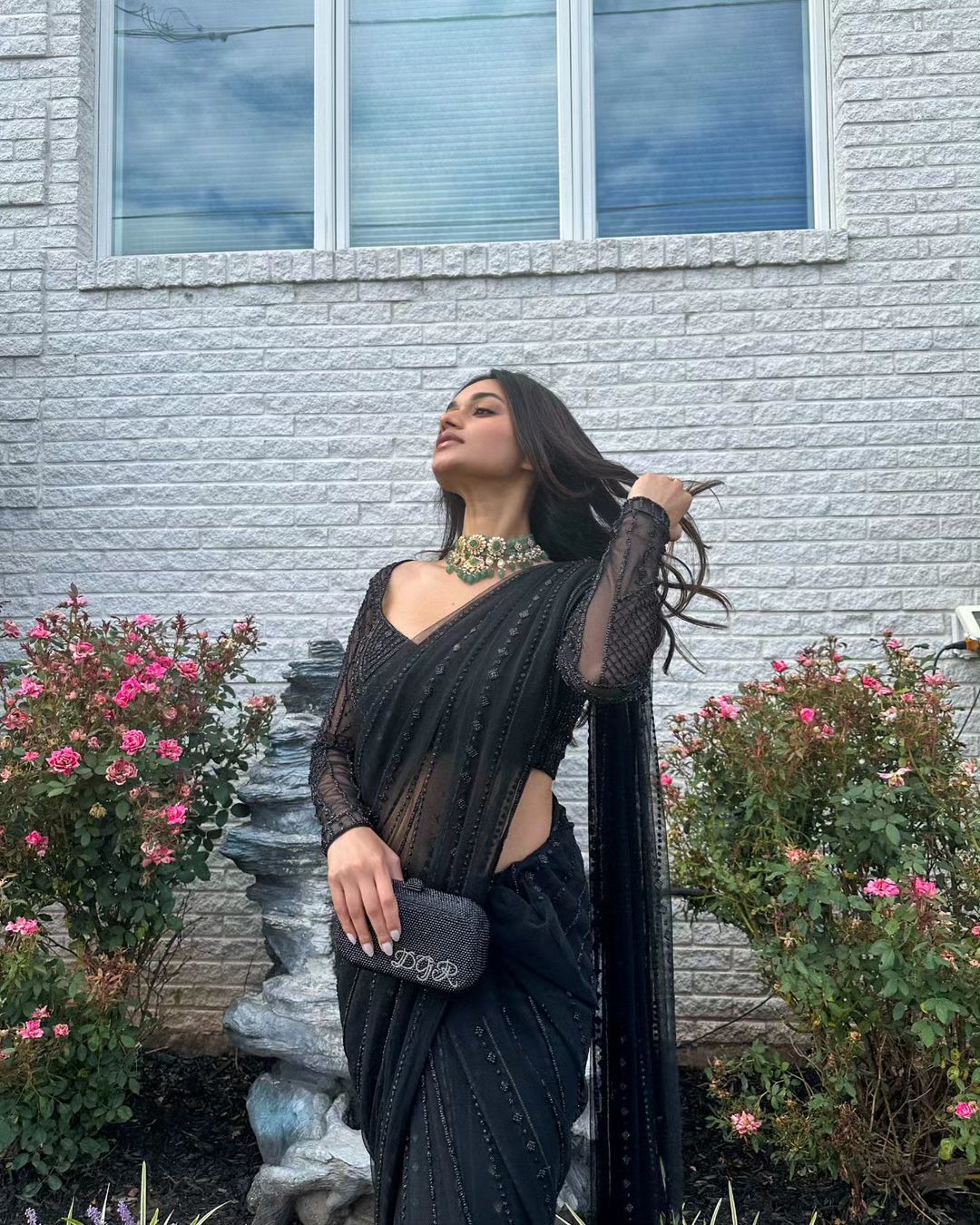 Soft Net Sequin Work Party Wear Saree with Full Sleeve Blouse
