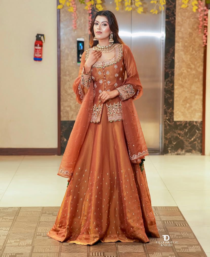 Designer Simmer Silk Lehenga Set – Embroidery & Moti Work - Perfect For Festive Occasion