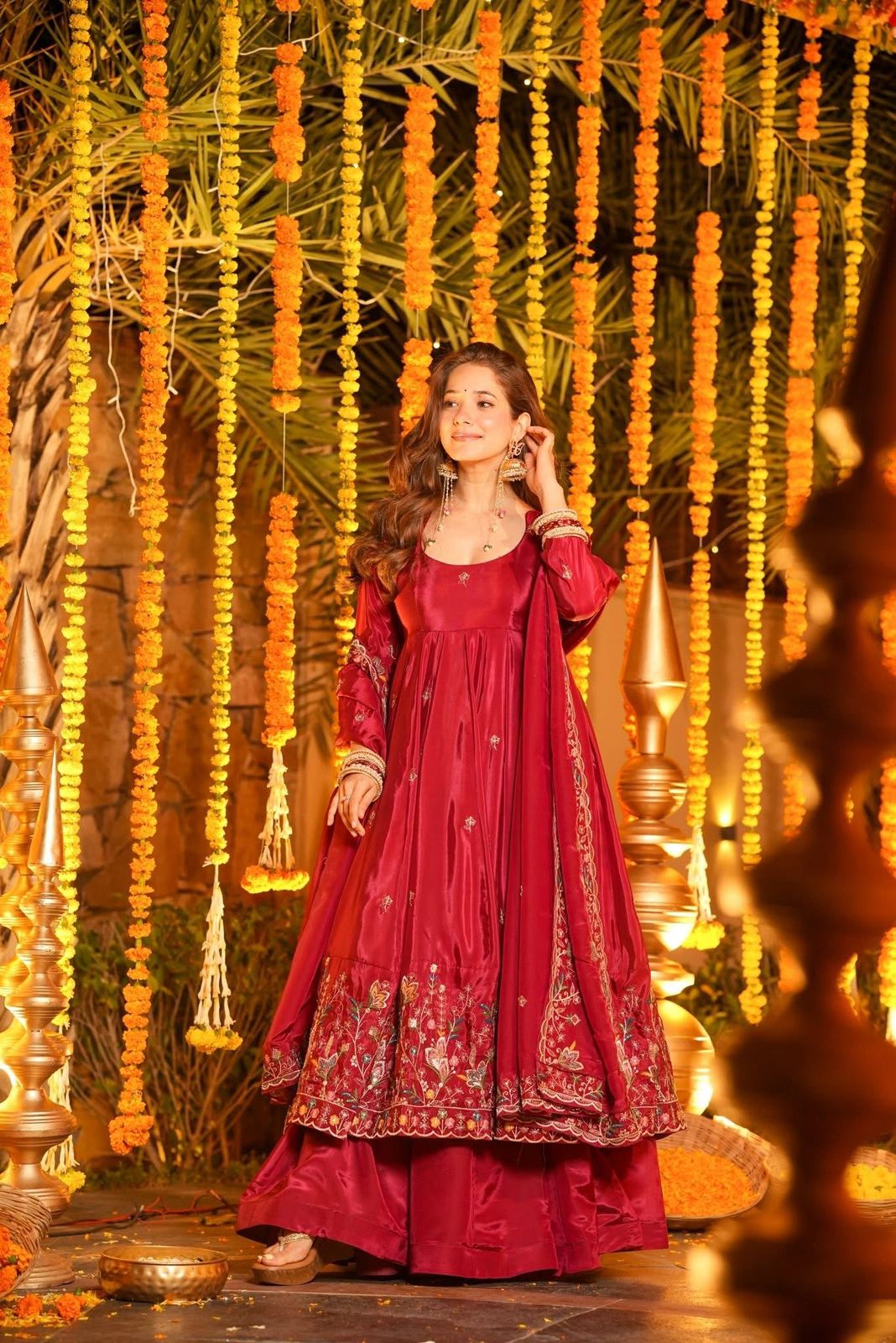 Luxury Maroon Wedding Wear Anarkali Suit Set