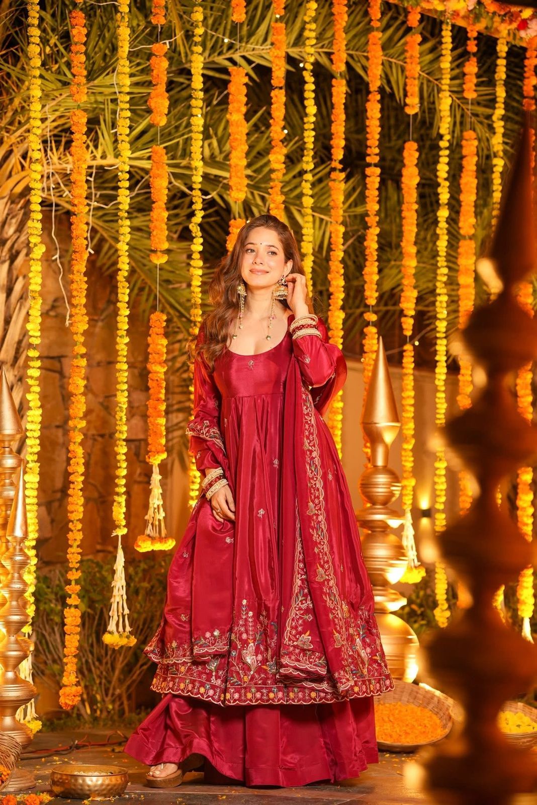 Luxury Maroon Wedding Wear Anarkali Suit Set