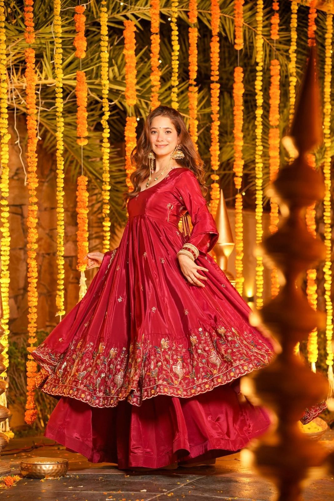 Luxury Maroon Wedding Wear Anarkali Suit Set
