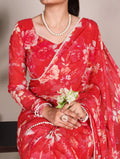 Beautiful Georgette Floral Digital Printed Saree - Perfect For Wedding & Festive