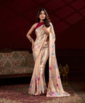 Radiant Peach Satin Silk Floral Printed Saree
