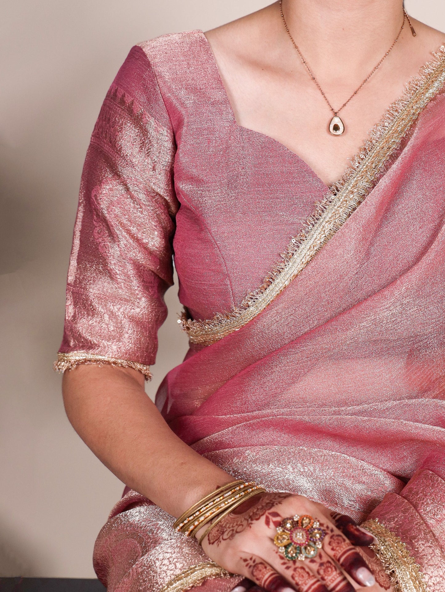Graceful Tissue Shimmer Saree With Zari Weaving Work-Royalty Look