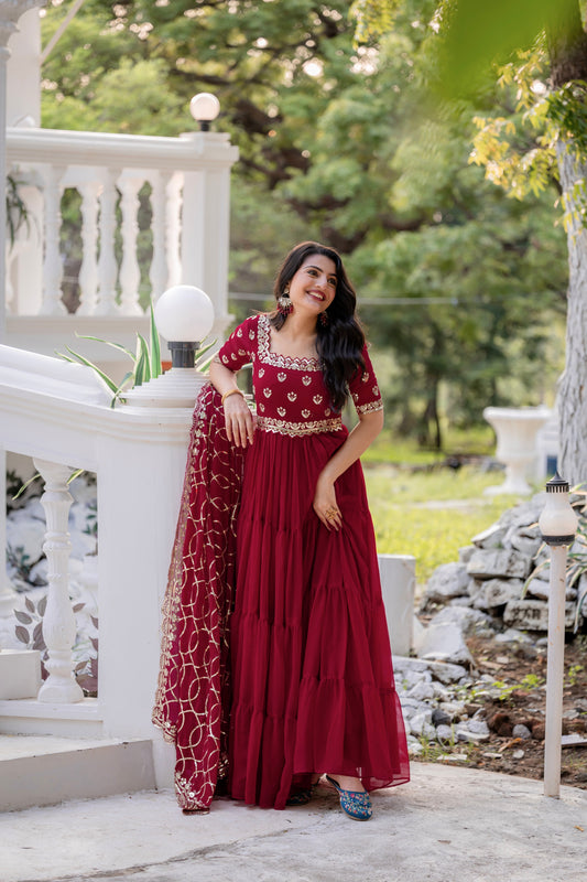 Magnificent Georgette Intricate Sequins Embroidered Suit - INDIAN ELEGANCE