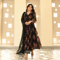 Black Color Georgette Printed Anarkali Suit