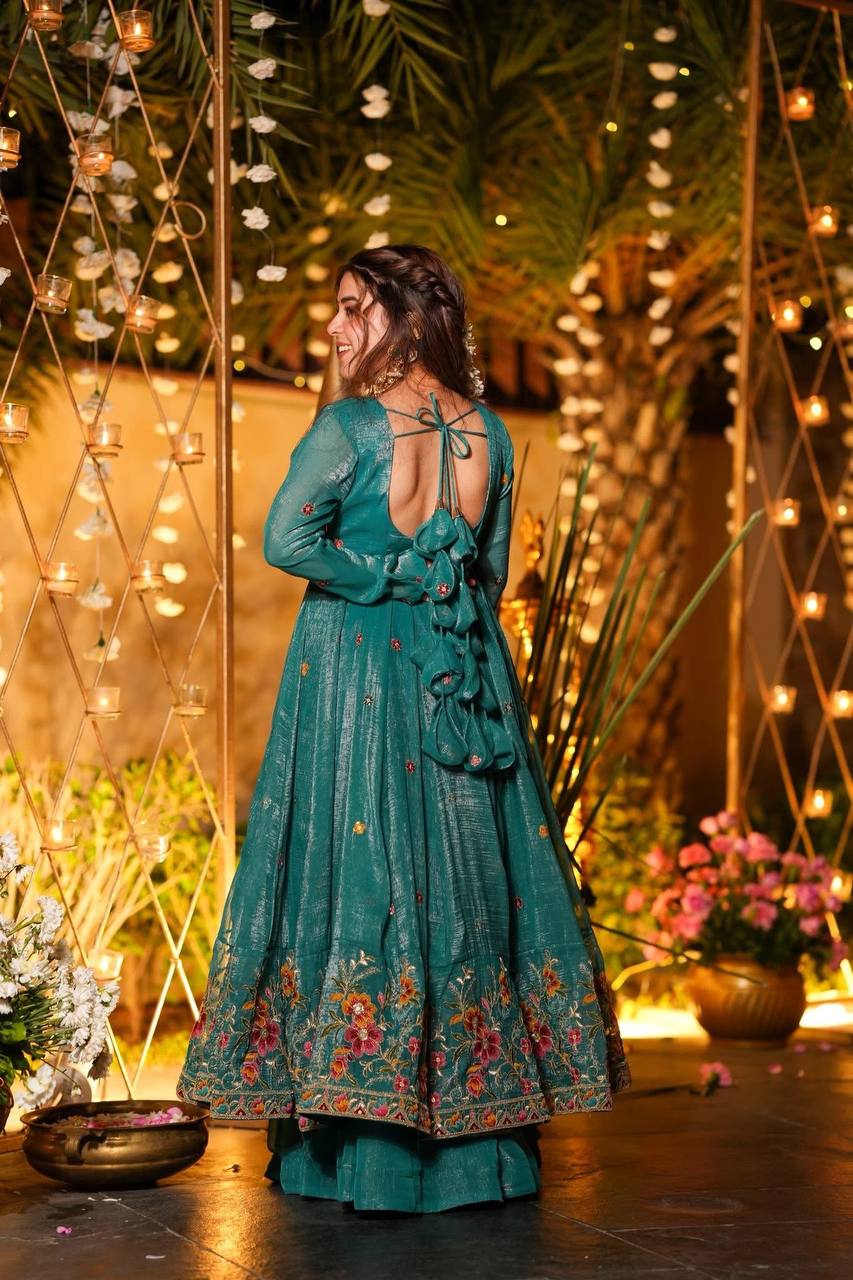 Floral Embroidered Designer Kurti with Sharara & Dupatta
