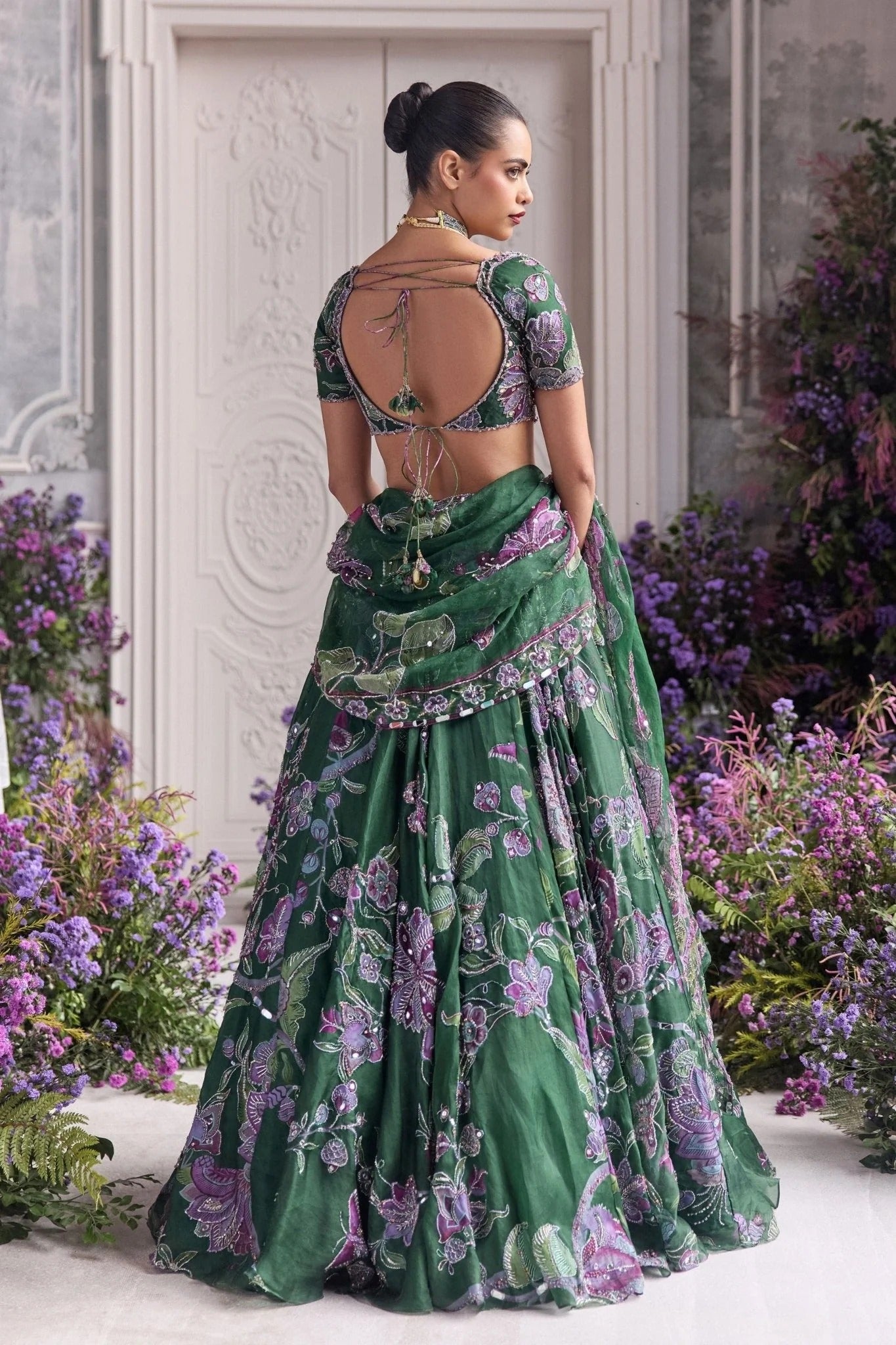Designer Green Floral Party Wear Lehenga with Dupatta