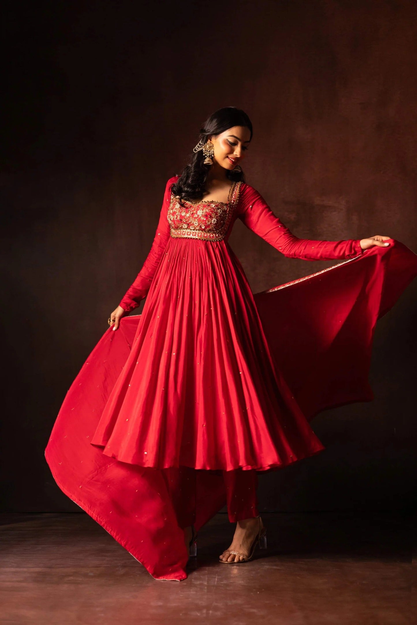 Festive & Wedding Wear Upada Silk Anarkali Suit with Organza Dupatta