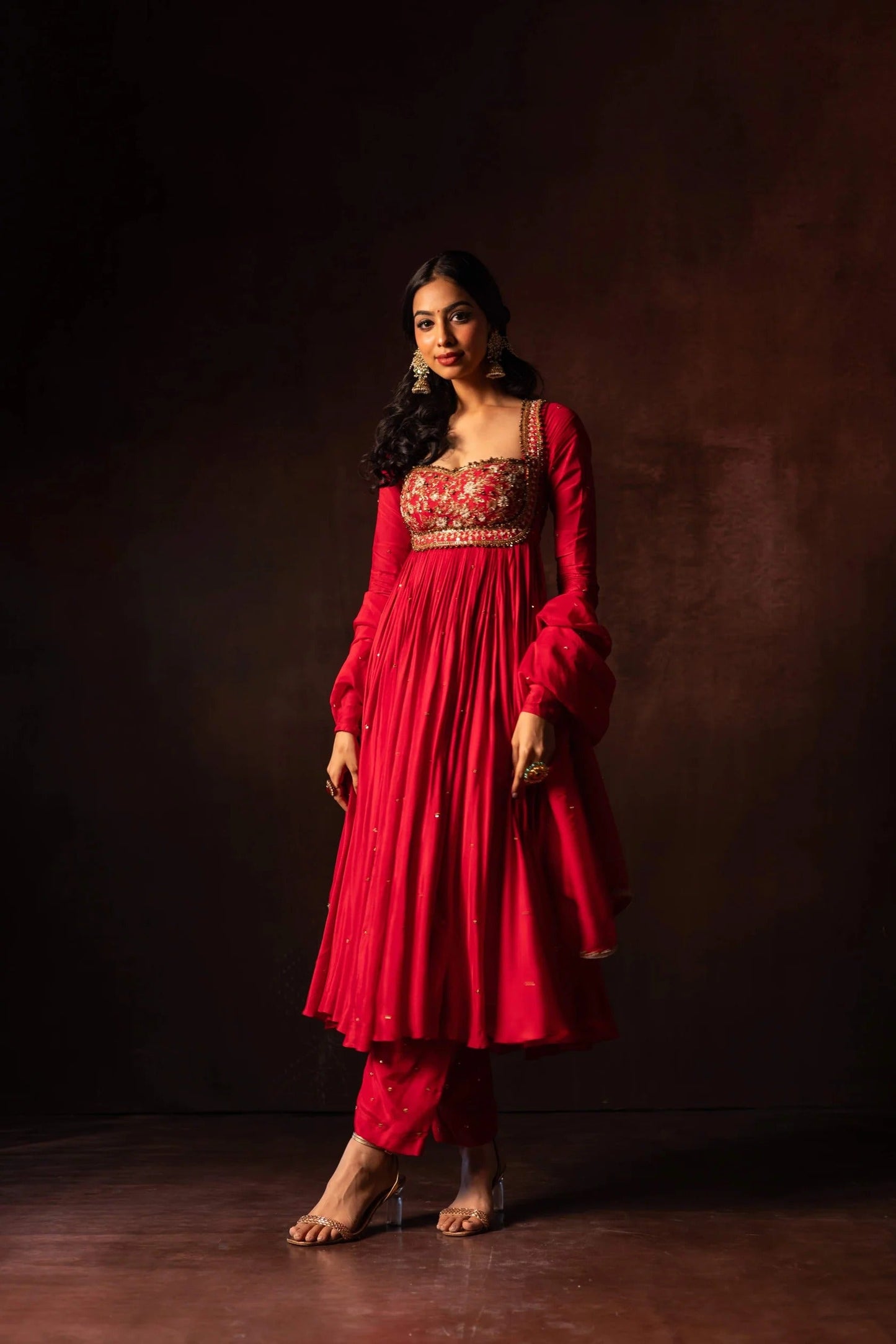 Festive & Wedding Wear Upada Silk Anarkali Suit with Organza Dupatta