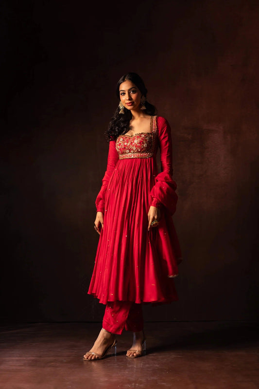 Festive & Wedding Wear Upada Silk Anarkali Suit with Organza Dupatta