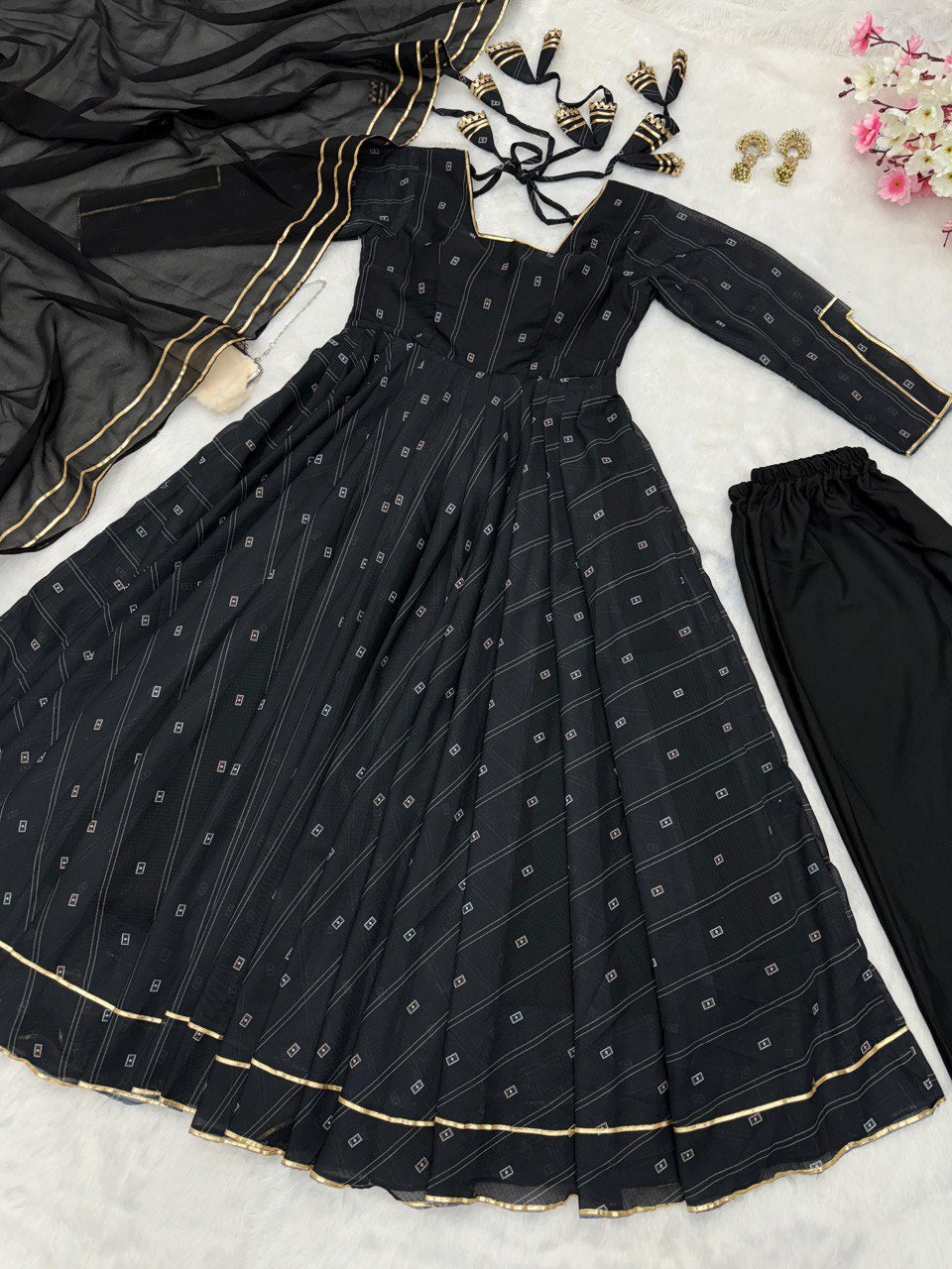 Exclusive Black Color Georgette Sequence Work Anarkali Suit