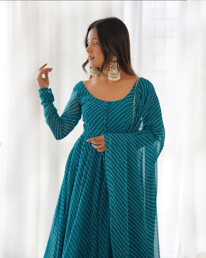 Rama Color Laheriya Print Georgette  Anarkali Suit