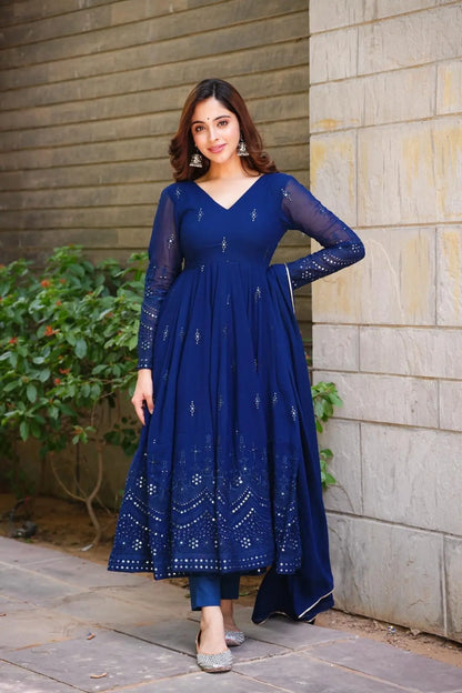 Premium Festive Wear Georgette Embroidered Suit Set