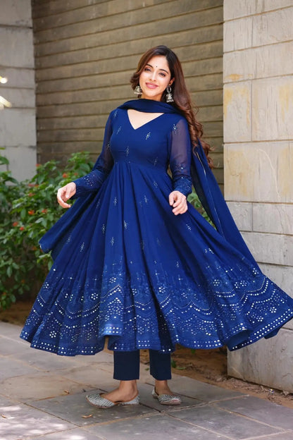 Premium Festive Wear Georgette Embroidered Suit Set